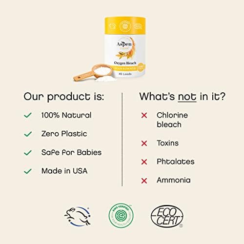AspenClean | Polvo de Blanqueador de Oxígeno Sin Fragancia | Removedor de Manchas Seguro para Colores | Alternativa al Blanqueador | EWG Verificado™, - imagen 5