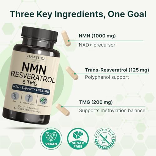 Suplemento VINATURA NMN Complejo 1325MG - NMN 1000mg con Resveratrol y TMG, Apoya NAD+, 60 Cápsulas - imagen 2