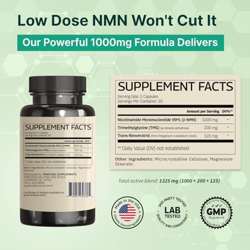 Suplemento VINATURA NMN Complejo 1325MG - NMN 1000mg con Resveratrol y TMG, Apoya NAD+, 60 Cápsulas - imagen 3