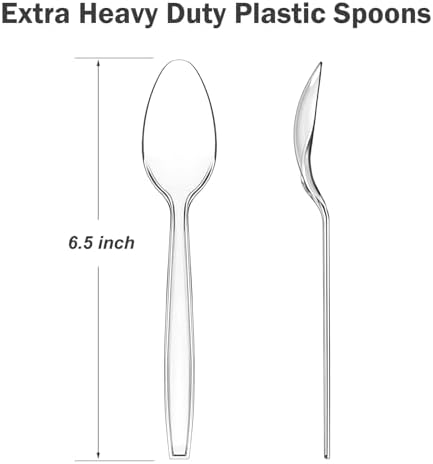 Cucharas Desechables Transparentes Dealusy de 300 Piezas, Resistentes al Calor, Sin BPA, Duraderas y de Alta Calidad para Fiestas - imagen 2