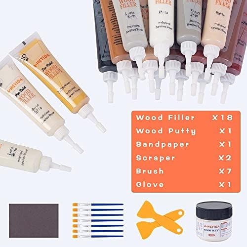 Kit de Reparación de Muebles de Madera - 18 Colores de Masilla para Madera, Relleno para Pisos de Vinil y Laminado, Kit para Toques en Gabinetes - - imagen 2