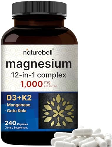NatureBell Complejo de Magnesio 12 en 1 1000mg, Suministro para 4 Meses – Magnesio Glicinato, Citrato, Taurato, Malato y Más – Alta Absorción para - imagen 1