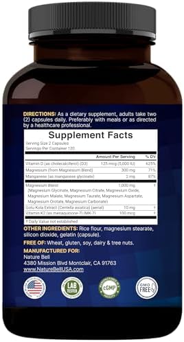 NatureBell Complejo de Magnesio 12 en 1 1000mg, Suministro para 4 Meses – Magnesio Glicinato, Citrato, Taurato, Malato y Más – Alta Absorción para - imagen 7