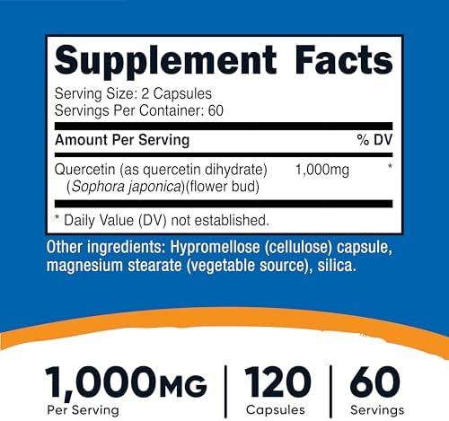 Nutricost Quercetina 1000mg, 120 Cápsulas Vegetarianas - 60 Porciones, 500mg por Cápsula, Sin OGM, Libre de Gluten - imagen 2