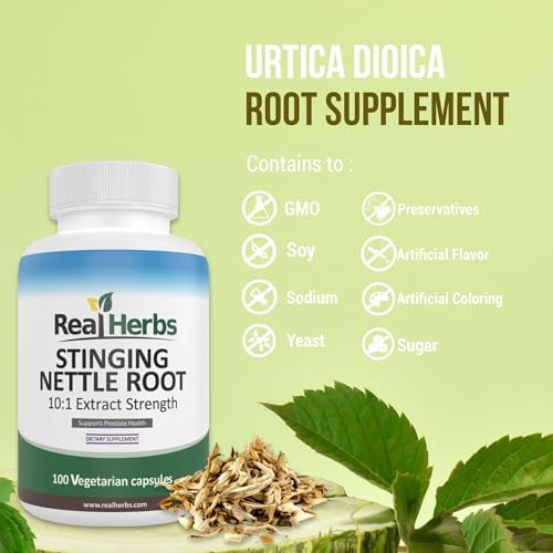 Extracto de Raíz de Ortiga Real Herbs 750mg (Extracto 10:1) por Cápsula, No GMO, Libre de Gluten, Cápsulas Vegetarianas, 100 Contenidos - imagen 3