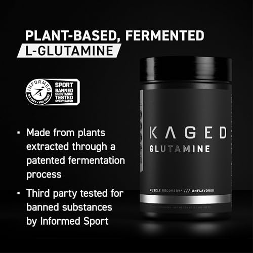 Kaged Muscle L-Glutamina en Polvo 500 g, Vegana, Apoya la Recuperación Muscular, Sin Sabor, Libre de Sustancias Prohibidas, 100 Porciones - imagen 2