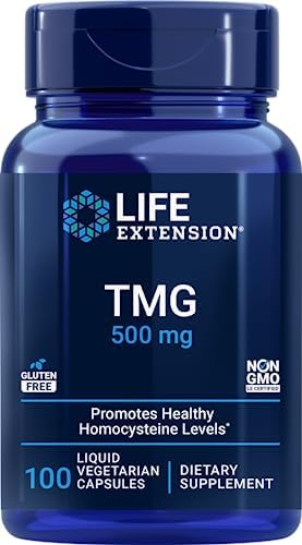 Life Extension TMG 500 mg, 100 Cápsulas Veganas Líquidas - Suplemento de Trimetilglicina (Betaína Glicina) - Sin Gluten, No OGM, Vegetariano - imagen 1