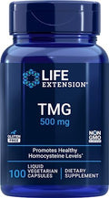 Life Extension TMG 500 mg, 100 Cápsulas Veganas Líquidas - Suplemento de Trimetilglicina (Betaína Glicina) - Sin Gluten, No OGM, Vegetariano - imagen 1