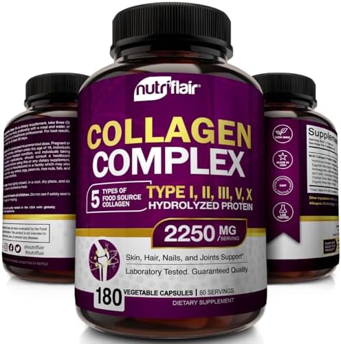 NutriFlair Multi Colágeno Péptidos 2250mg - Tipos I, II, III, V, X - Suplemento en Cápsulas para Mujeres y Hombres - Proteína Hidrolizada, Pelo, Piel - imagen 3