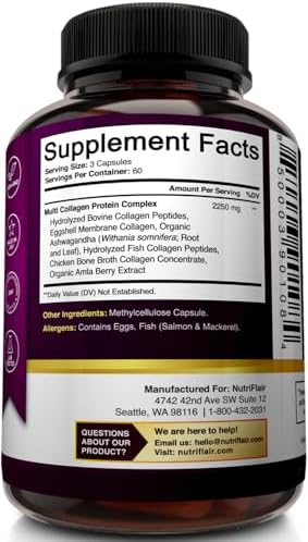 NutriFlair Multi Colágeno Péptidos 2250mg - Tipos I, II, III, V, X - Suplemento en Cápsulas para Mujeres y Hombres - Proteína Hidrolizada, Pelo, Piel - imagen 7