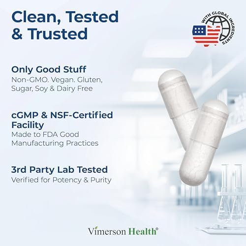 Vimerson Health Magnesio Glicinato 200mg para Sueño, Relajación y Soporte Muscular – Quelado, Bioavailable, Vegano y Suave para el Estómago – 60 - imagen 4