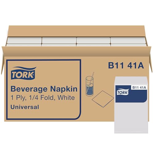 Servilletas de Bebida Tork Blancas, Plegado 1/4, 1 capa, 9.4 x 9.4, 8 paquetes de 500 servilletas, B1141A - imagen 6