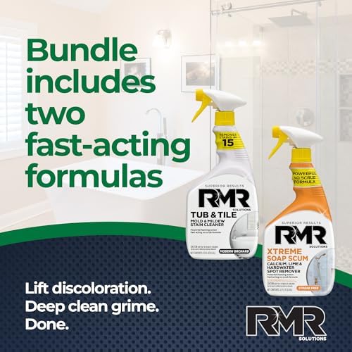 Paquete RMR de Limpieza para Baño – Limpiador de Bañera y Azulejos + Removedor de Sarro Xtreme, Sistema de Limpieza Profunda de 2 Pasos, 2 Botellas - imagen 3