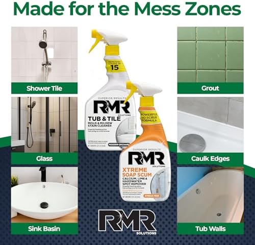 Paquete RMR de Limpieza para Baño – Limpiador de Bañera y Azulejos + Removedor de Sarro Xtreme, Sistema de Limpieza Profunda de 2 Pasos, 2 Botellas - imagen 4