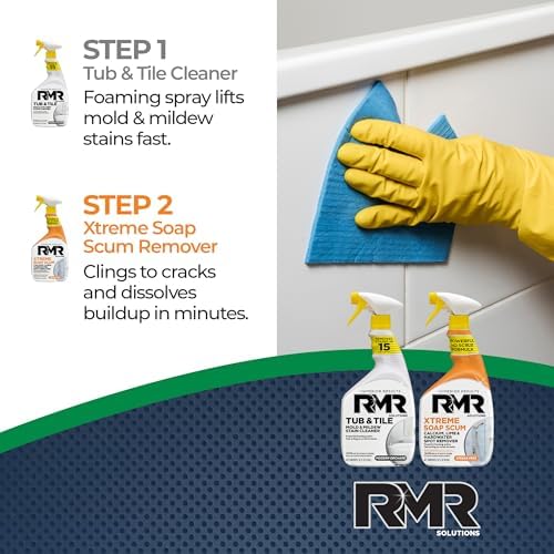 Paquete RMR de Limpieza para Baño – Limpiador de Bañera y Azulejos + Removedor de Sarro Xtreme, Sistema de Limpieza Profunda de 2 Pasos, 2 Botellas - imagen 5