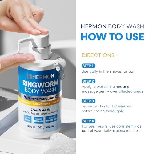 Jabón Corporal Antifúngico para Tiña - Lavado Antibacteriano con 1% de Tolnaftato y Aceite de Árbol de Té para Hombres y Mujeres 500ml - imagen 6
