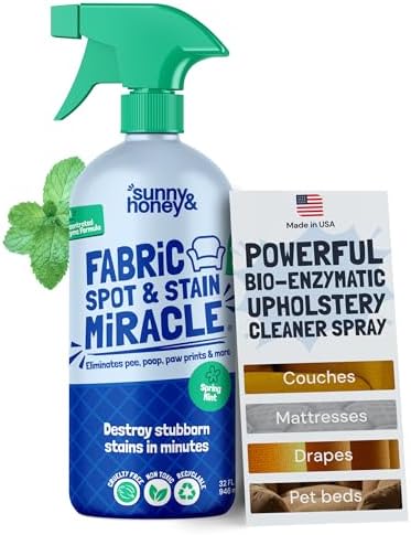 Limpiador de Tela Sunny & Honey en Spray - Limpiador Enzimático para Muebles, Sofás, Sillas y Más - 32 oz de Removedor de Manchas - Sin Necesidad de - imagen 1