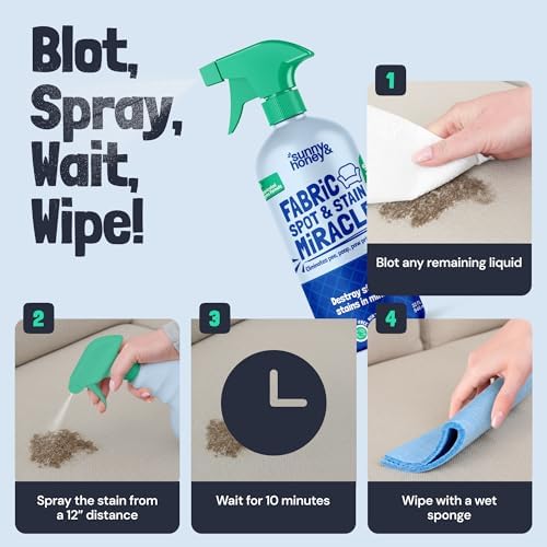 Limpiador de Tela Sunny & Honey en Spray - Limpiador Enzimático para Muebles, Sofás, Sillas y Más - 32 oz de Removedor de Manchas - Sin Necesidad de - imagen 8