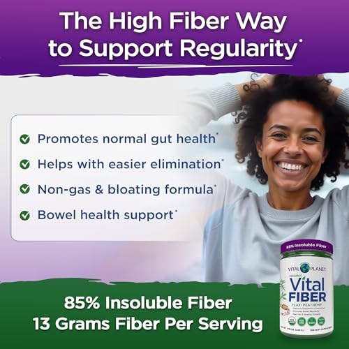 Vital Planet - Polvo de Fibra Vital, Suplemento de Fibra Soluble e Insoluble con Linaza, Guisante y Cáñamo, Suplemento Orgánico para la Salud - imagen 4