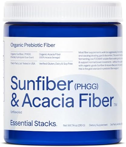Fibra Prebiótica Sunfiber Orgánica Essential Stacks (Goma Guar Parcialmente Hidrolizada/PHGG) con Polvo de Fibra de Acacia - Sin Gluten, No - imagen 1