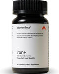 Momentous Iron+ con Vitamina C y Complejo de Vitamina B - Cápsulas de Hierro Ferrochel para Salud Fundamental - Certificado NSF para Deporte - Sin - imagen 1