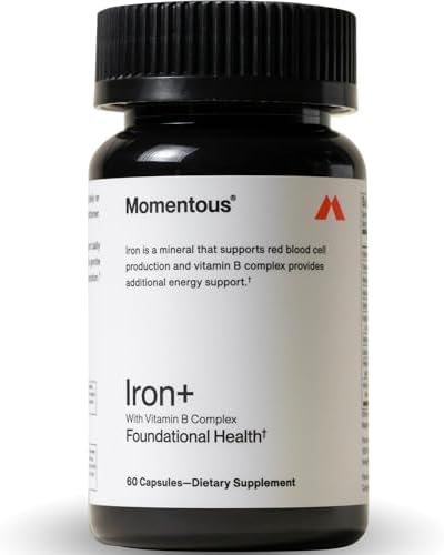 Momentous Iron+ con Vitamina C y Complejo de Vitamina B - Cápsulas de Hierro Ferrochel para Salud Fundamental - Certificado NSF para Deporte - Sin - imagen 1