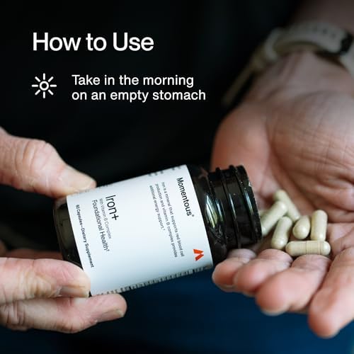 Momentous Iron+ con Vitamina C y Complejo de Vitamina B - Cápsulas de Hierro Ferrochel para Salud Fundamental - Certificado NSF para Deporte - Sin - imagen 5