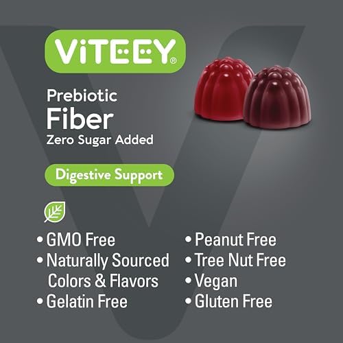 Gomitas de Fibra Prebiótica VITEEY para Adultos, 4g - Suplemento Digestivo Vegano y Sin Azúcar - 120 Piezas - imagen 5