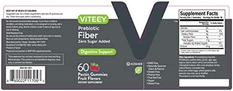 Gomitas de Fibra Prebiótica VITEEY para Adultos, 4g - Suplemento Digestivo Vegano y Sin Azúcar - 120 Piezas - imagen 7