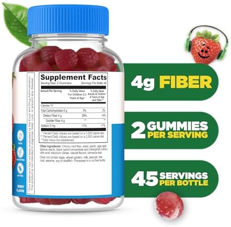 Gomitas de Fibra Prebiótica Sin Azúcar Lifeable para Niños | 4g de Fibra | Suplementos Vegetarianos para la Salud Digestiva | 90 Gomitas Probioticas - imagen 2