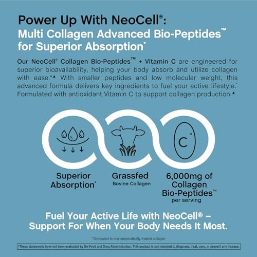 Píldoras de Péptidos de Colágeno NeoCell | 400 Tabletas | Alimentación de Pasto | Con Vitamina C | Fórmula de Absorción Superior | Para Mujeres y - imagen 5