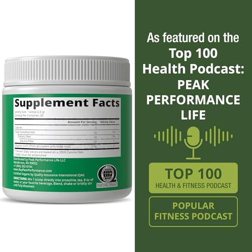 Polvo de Inulina Orgánica Peak Performance - Fibra Prebiótica Natural para la Salud Digestiva, Vegano y Orgánico, Suplemento de Alcachofa de Jerusalén - imagen 6