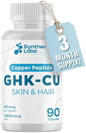 Suplemento de Péptido de Cobre GHK-Cu de SYNTHEX LABS, 120 mcg para Piel y Cabello | Antienvejecimiento y Mejora de Elasticidad | Máxima Absorción | - imagen 1