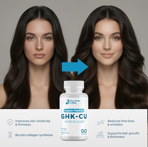 Suplemento de Péptido de Cobre GHK-Cu de SYNTHEX LABS, 120 mcg para Piel y Cabello | Antienvejecimiento y Mejora de Elasticidad | Máxima Absorción | - imagen 2
