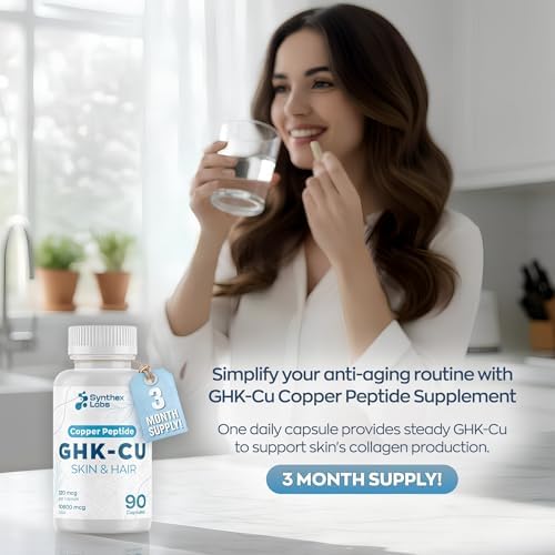 Suplemento de Péptido de Cobre GHK-Cu de SYNTHEX LABS, 120 mcg para Piel y Cabello | Antienvejecimiento y Mejora de Elasticidad | Máxima Absorción | - imagen 5