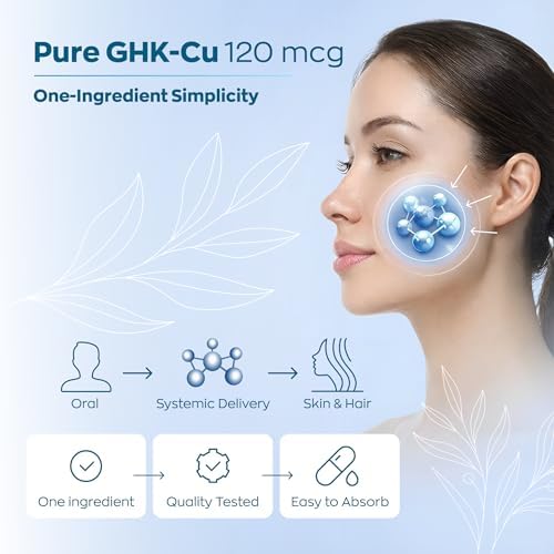 Suplemento de Péptido de Cobre GHK-Cu de SYNTHEX LABS, 120 mcg para Piel y Cabello | Antienvejecimiento y Mejora de Elasticidad | Máxima Absorción | - imagen 7