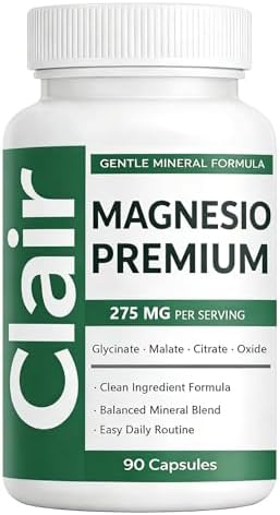 Clair Magnesio Premium - Suplemento de Magnesio Complejo, Mezcla de Glicinato, Malato, Citrato y Óxido, Cápsulas Veganas para Función Muscular, - imagen 1
