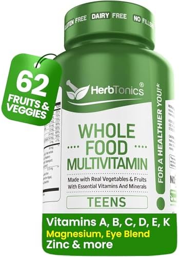 Vitaminas Herbtonics para Adolescentes - Multivitamínico Vegano para Energía, Enfoque y Soporte Inmunológico (12-18 años) - 60 Cápsulas Fáciles de - imagen 1