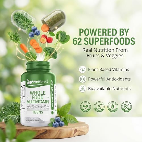 Vitaminas Herbtonics para Adolescentes - Multivitamínico Vegano para Energía, Enfoque y Soporte Inmunológico (12-18 años) - 60 Cápsulas Fáciles de - imagen 5