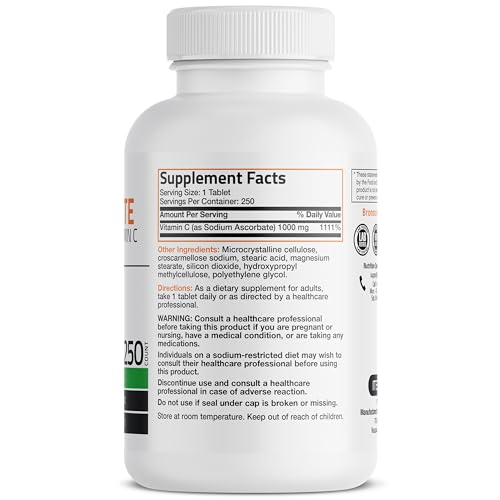 Bronson Ascorbato de Sodio Vitamina C No Ácida 1000 Mg - Suave para el Estómago - Refuerzo del Sistema Inmunológico - Antioxidante Potente - - imagen 2