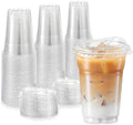 TashiBox 24 oz - 100 Sets de Vasos Plásticos Transparentes con Tapas Sin Popote, Vasos Desechables para Smoothies - imagen 1