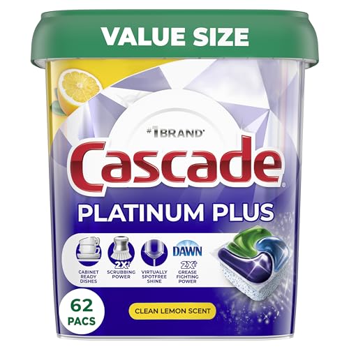 Cápsulas de Lavavajillas Cascade Platinum Plus, Detergente para Lavavajillas, Limón, 62 Piezas - imagen 3