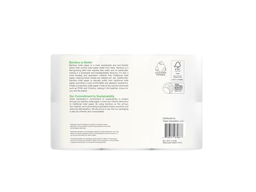 Papel Higiénico de Bambú Green Generation - 12 Rollos, 3 Capas, 300 Hojas/Rollo - Orgánico, Seguro para Fosas Sépticas, Suave y Sostenible - imagen 2