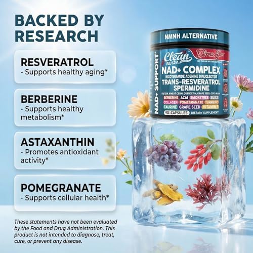Suplemento de Resveratrol NAD con Spermidina, Fisetina, Quercetina, Semilla de Uva y más - EternaGlow de Clean Nutra, 90 cápsulas anti-envejecimiento - imagen 3