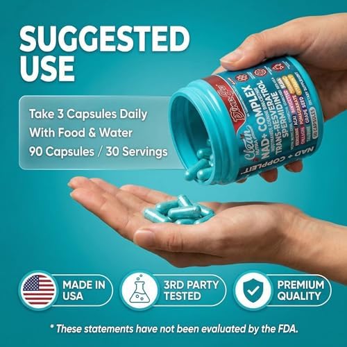 Suplemento de Resveratrol NAD con Spermidina, Fisetina, Quercetina, Semilla de Uva y más - EternaGlow de Clean Nutra, 90 cápsulas anti-envejecimiento - imagen 6