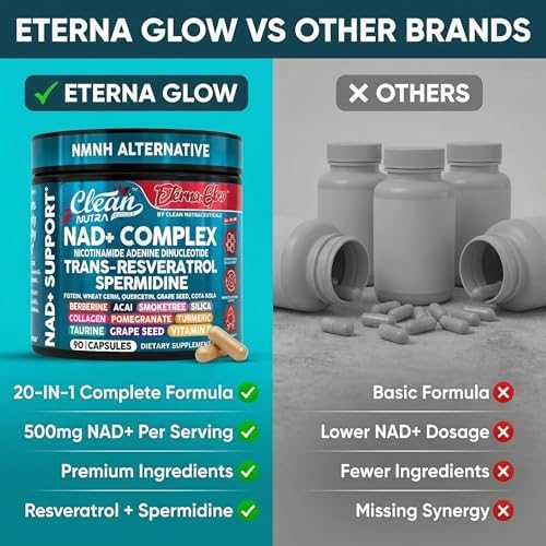 Suplemento de Resveratrol NAD con Spermidina, Fisetina, Quercetina, Semilla de Uva y más - EternaGlow de Clean Nutra, 90 cápsulas anti-envejecimiento - imagen 7
