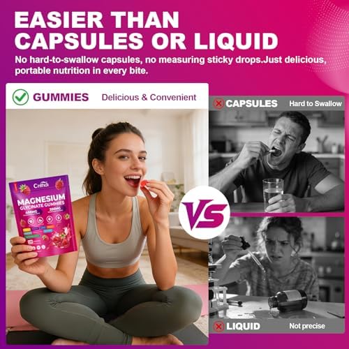 Gomitas de Glicinato de Magnesio 600mg, 120 Unidades, Sin Azúcar, Suplemento para Adultos y Niños con L-Treonato, Calcio, Zinc, CQ10 y Potasio para - imagen 5