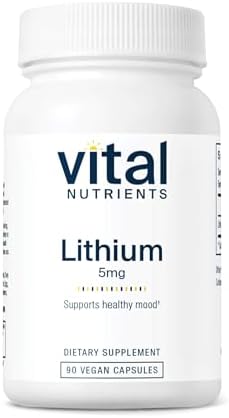 Vital Nutrients Lithium Orotate - Suplemento Vegano de Litio para Memoria y Salud Mental - 5mg - Libre de Gluten, Lácteos y Soja - 90 Cápsulas - imagen 1