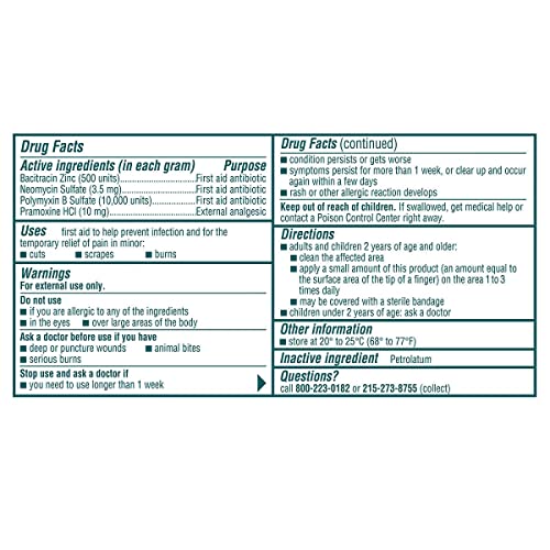 Neosporin Ungüento para Alivio del Dolor - Tratamiento Antibiótico de ros Auxilios, Paquete de 3 Unidades - imagen 3