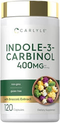 Suplemento Carlyle Indole-3-Carbinol 400 mg | 120 Cápsulas | Mezcla de I3C con Brócoli y Resveratrol | Vegetariano, Sin OGM y Sin Gluten - imagen 1